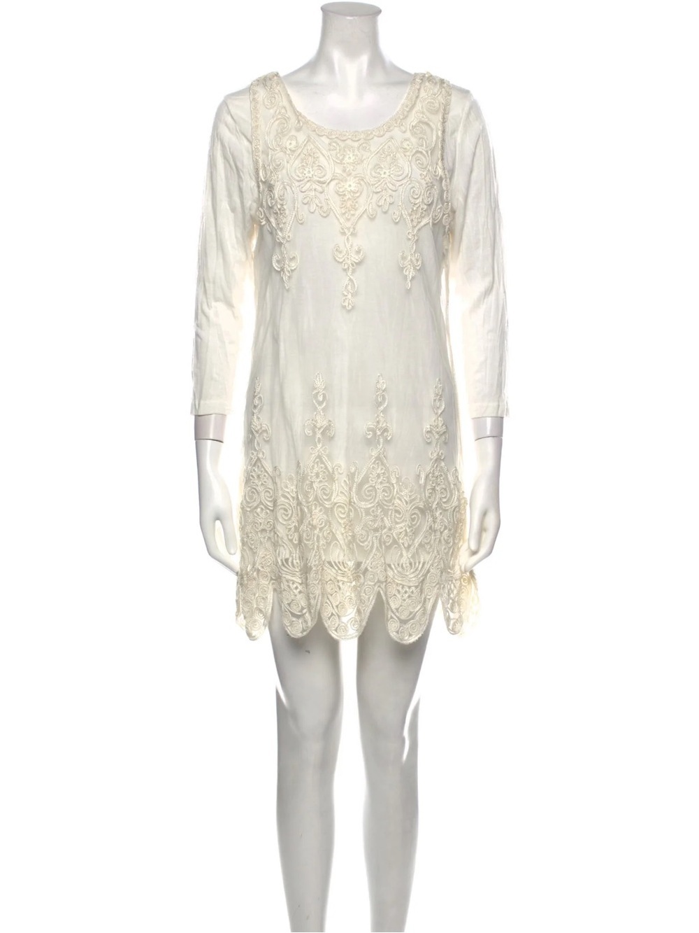 Alberto Makali Ivory Lace Embroidered Dress